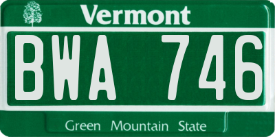 VT license plate BWA746