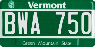 VT license plate BWA750