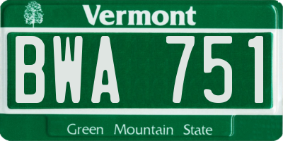 VT license plate BWA751