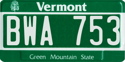 VT license plate BWA753