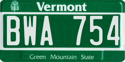 VT license plate BWA754