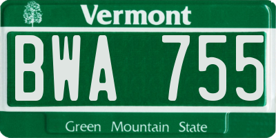 VT license plate BWA755