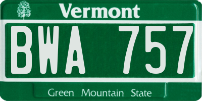 VT license plate BWA757