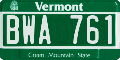 VT license plate BWA761