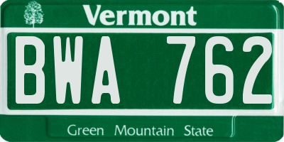VT license plate BWA762