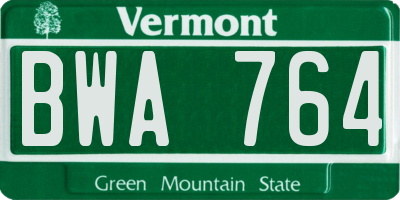 VT license plate BWA764