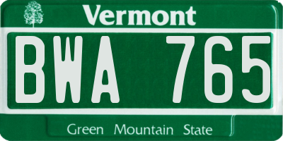 VT license plate BWA765