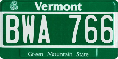 VT license plate BWA766