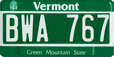 VT license plate BWA767