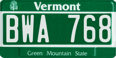 VT license plate BWA768