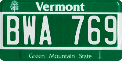 VT license plate BWA769