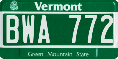 VT license plate BWA772
