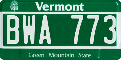 VT license plate BWA773