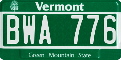 VT license plate BWA776