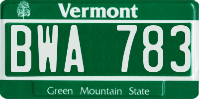 VT license plate BWA783