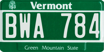 VT license plate BWA784