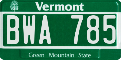 VT license plate BWA785