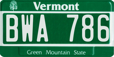 VT license plate BWA786