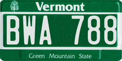 VT license plate BWA788