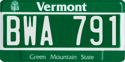 VT license plate BWA791