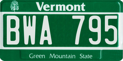 VT license plate BWA795
