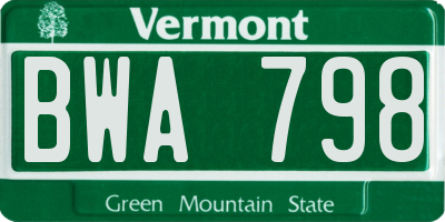 VT license plate BWA798