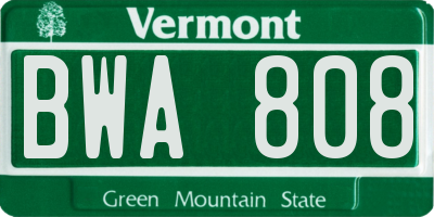 VT license plate BWA808