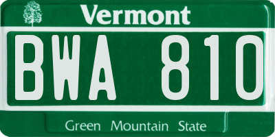 VT license plate BWA810
