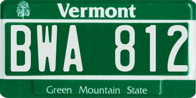 VT license plate BWA812