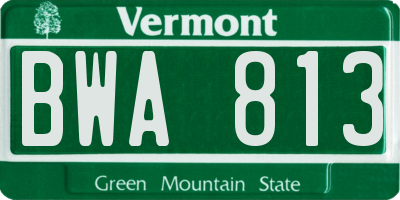 VT license plate BWA813