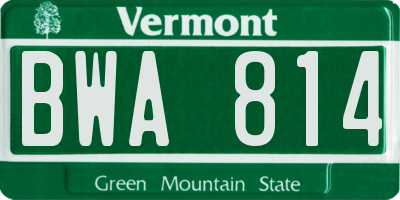VT license plate BWA814