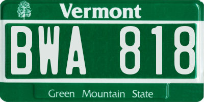 VT license plate BWA818