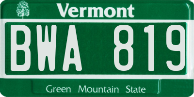VT license plate BWA819