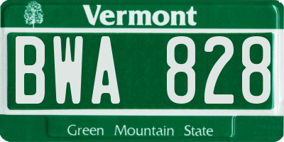 VT license plate BWA828