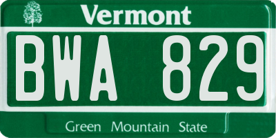 VT license plate BWA829
