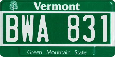 VT license plate BWA831