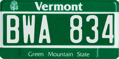 VT license plate BWA834