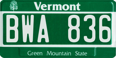 VT license plate BWA836