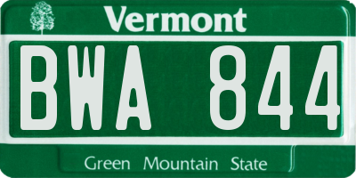 VT license plate BWA844