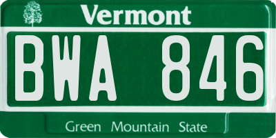 VT license plate BWA846