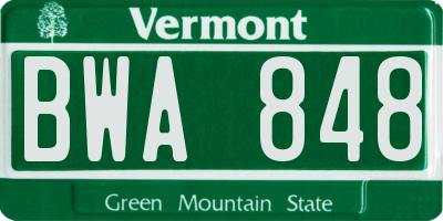 VT license plate BWA848