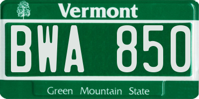VT license plate BWA850
