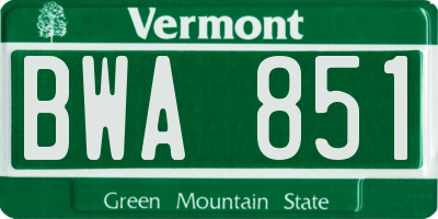 VT license plate BWA851
