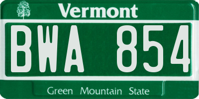 VT license plate BWA854