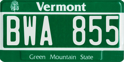 VT license plate BWA855