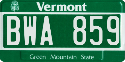 VT license plate BWA859