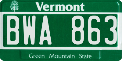 VT license plate BWA863