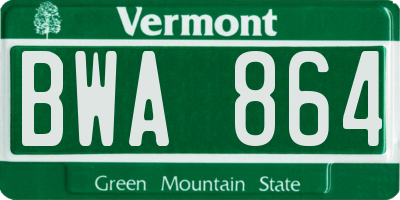 VT license plate BWA864