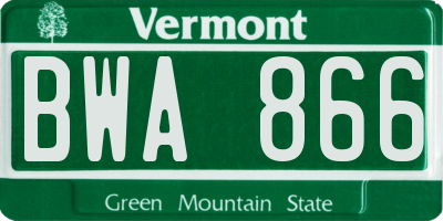 VT license plate BWA866