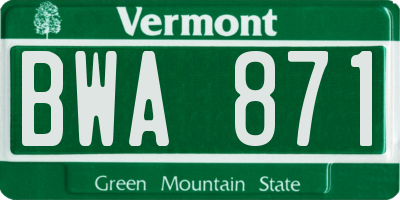 VT license plate BWA871